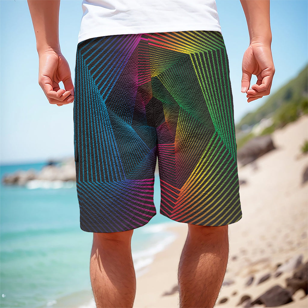 Colorful EDM Geometric Print Men's Cargo Shorts
