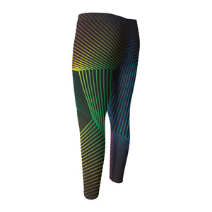 Colorful EDM Geometric Print Men's Compression Pants