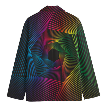 Colorful EDM Geometric Print Men's Cotton Blazer