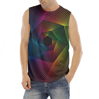 Colorful EDM Geometric Print Men's Fitness Tank Top