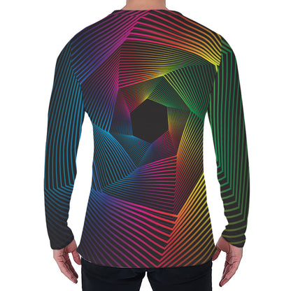 Colorful EDM Geometric Print Men's Long Sleeve T-Shirt