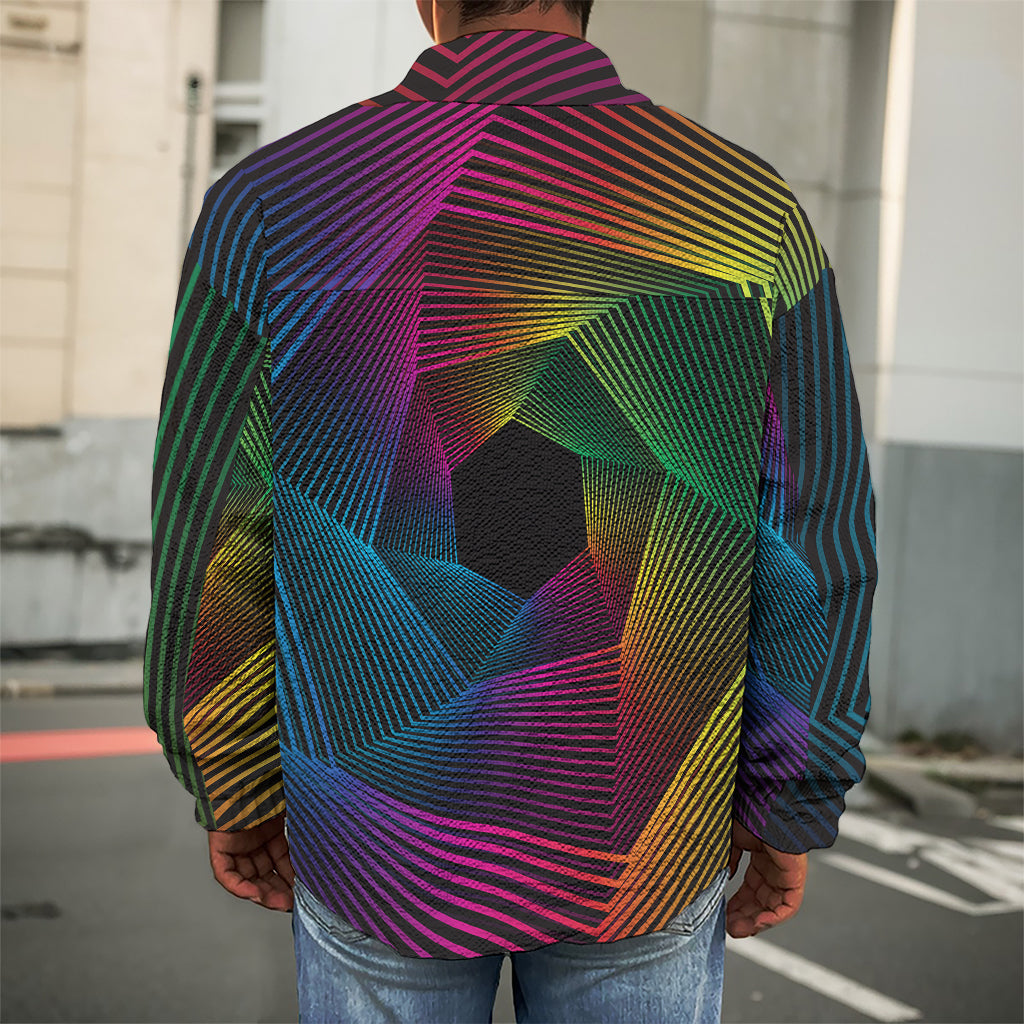 Colorful EDM Geometric Print Men's Shirt Jacket