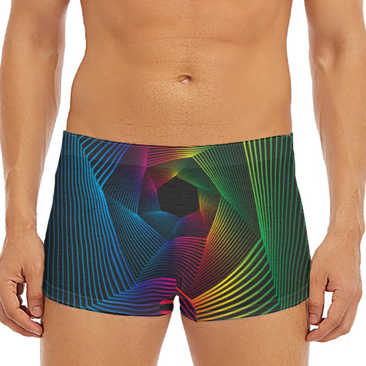 Colorful EDM Geometric Print Men's Short Boxer Briefs
