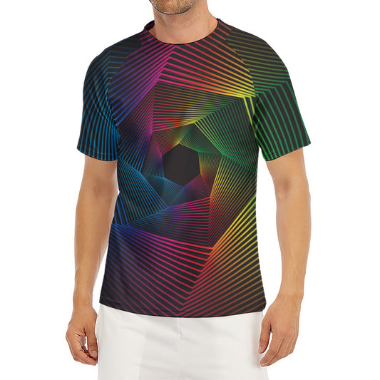 Colorful EDM Geometric Print Men's Short Sleeve Rash Guard