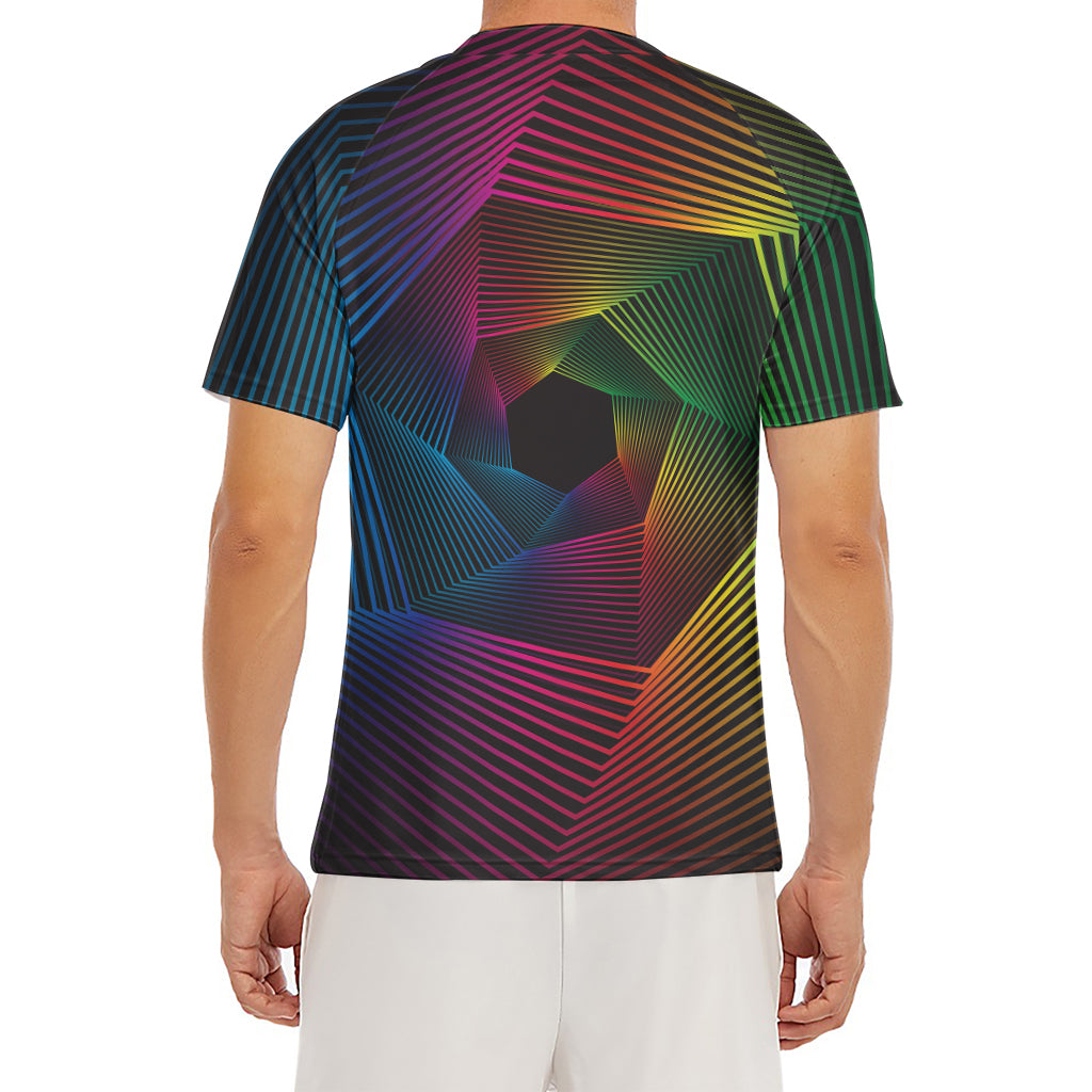 Colorful EDM Geometric Print Men's Short Sleeve Rash Guard