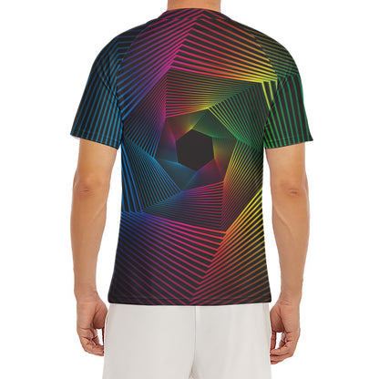 Colorful EDM Geometric Print Men's Short Sleeve Rash Guard