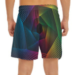 Colorful EDM Geometric Print Men's Split Running Shorts