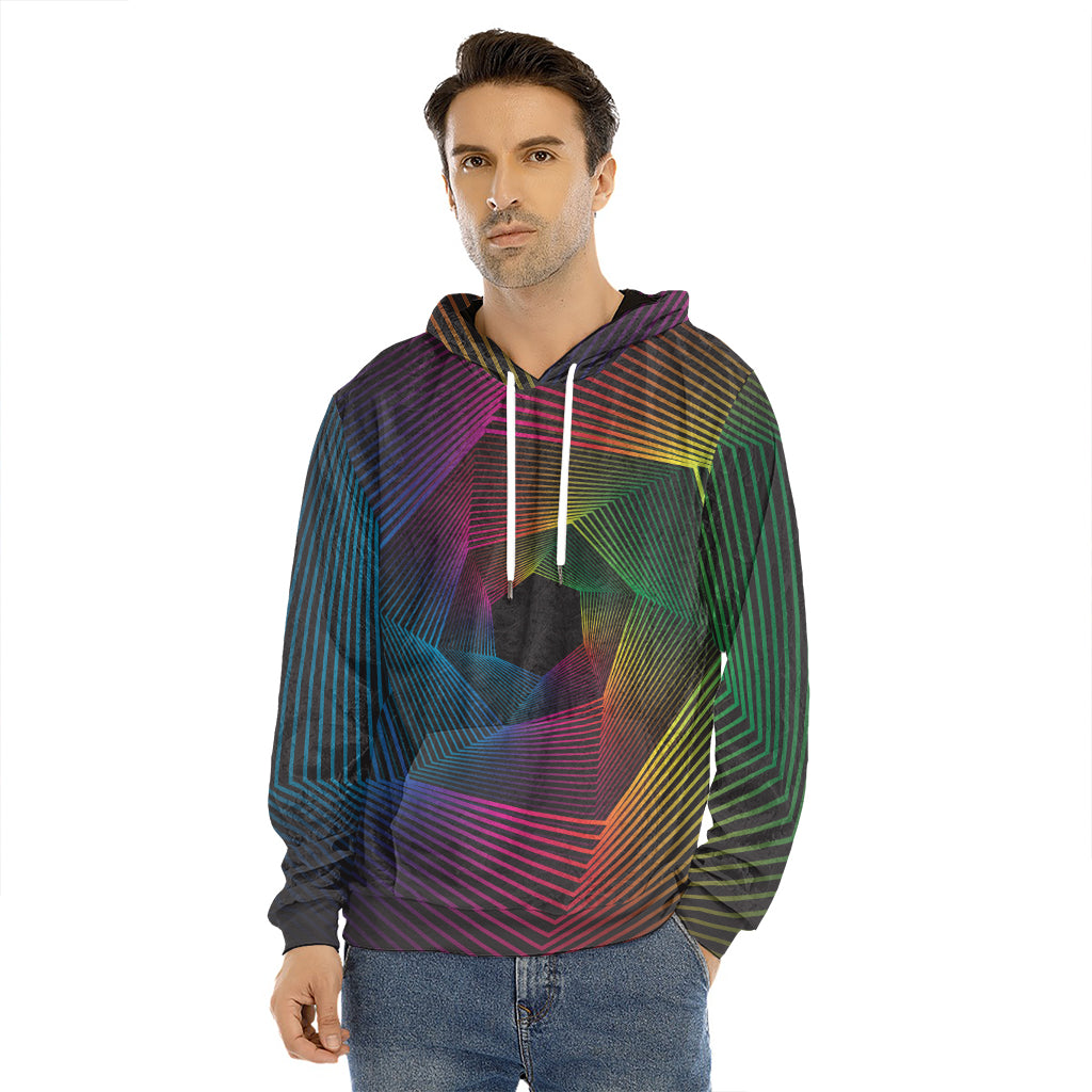 Colorful EDM Geometric Print Men's Velvet Pullover Hoodie