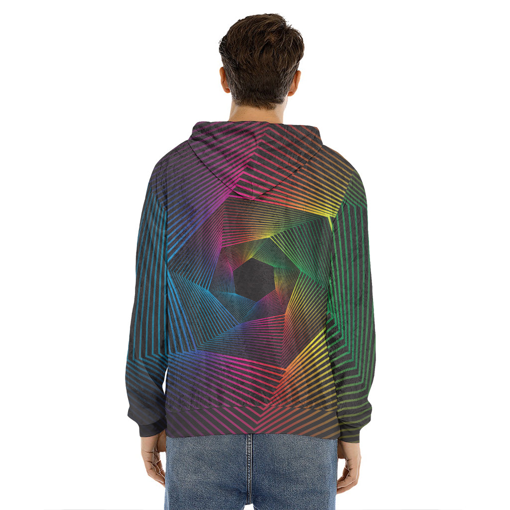Colorful EDM Geometric Print Men's Velvet Pullover Hoodie