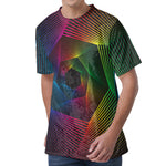 Colorful EDM Geometric Print Men's Velvet T-Shirt