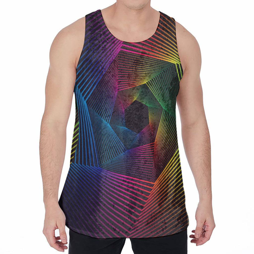 Colorful EDM Geometric Print Men's Velvet Tank Top