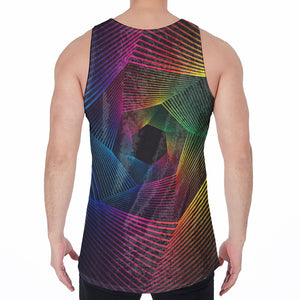 Colorful EDM Geometric Print Men's Velvet Tank Top