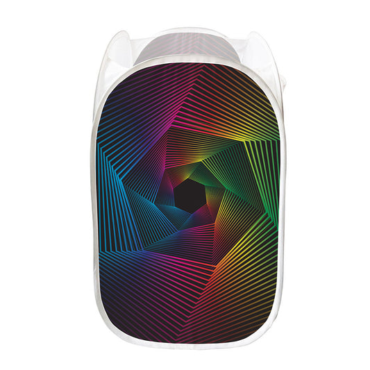 Colorful EDM Geometric Print Mesh Laundry Hamper