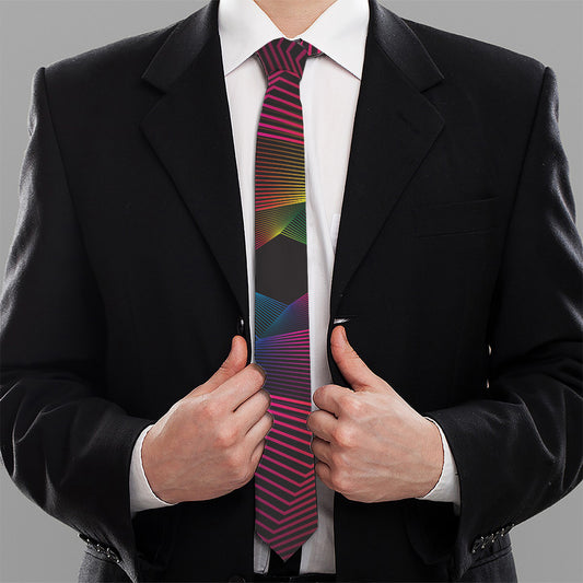 Colorful EDM Geometric Print Necktie