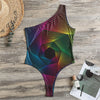 Colorful EDM Geometric Print One Shoulder Bodysuit