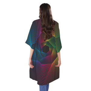 Colorful EDM Geometric Print Open Front Beach Cover Up