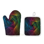 Colorful EDM Geometric Print Oven Mitt And Pot Holder Set