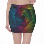 Colorful EDM Geometric Print Pencil Mini Skirt