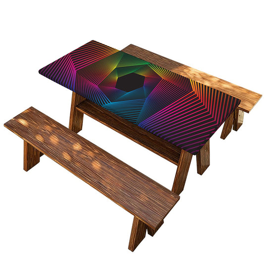 Colorful EDM Geometric Print Picnic Table Cover