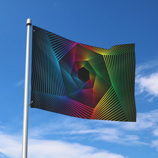 Colorful EDM Geometric Print Polyester Flag
