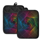Colorful EDM Geometric Print Pot Holders With Pocket