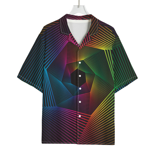 Colorful EDM Geometric Print Rayon Hawaiian Shirt