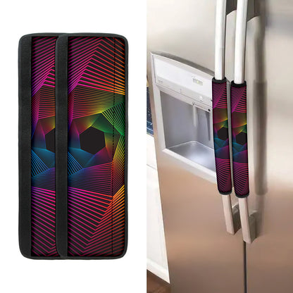 Colorful EDM Geometric Print Refrigerator Handle Covers