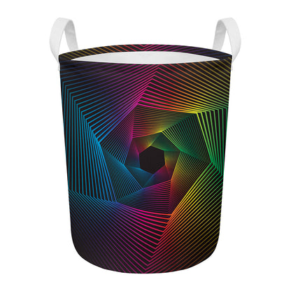 Colorful EDM Geometric Print Round Laundry Basket