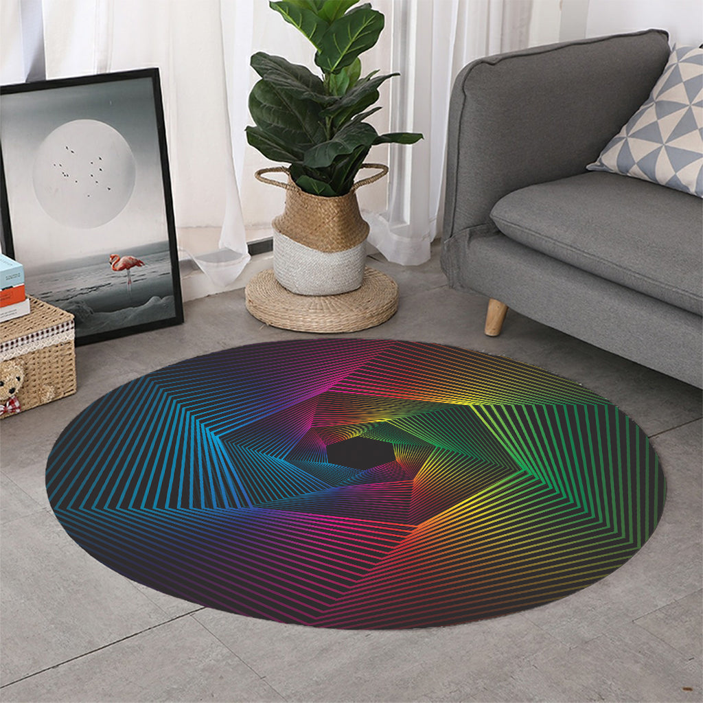 Colorful EDM Geometric Print Round Rug