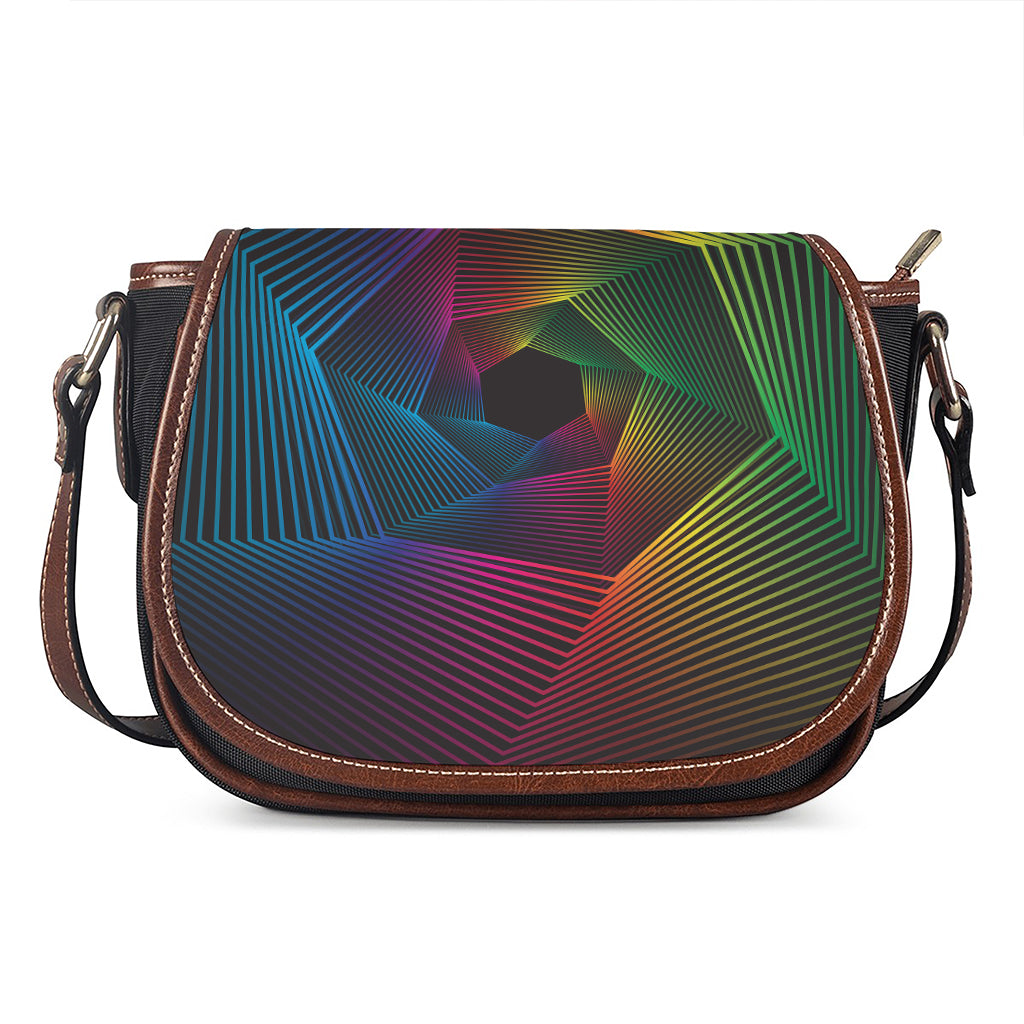 Colorful EDM Geometric Print Saddle Bag