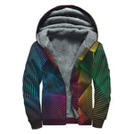 Colorful EDM Geometric Print Sherpa Lined Zip Up Hoodie