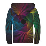 Colorful EDM Geometric Print Sherpa Lined Zip Up Hoodie