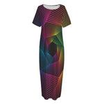 Colorful EDM Geometric Print Short Sleeve Long Nightdress
