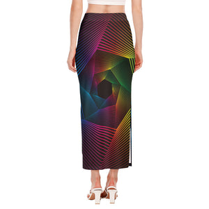 Colorful EDM Geometric Print Side Slit Maxi Skirt