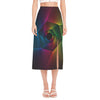 Colorful EDM Geometric Print Side Slit Midi Skirt