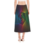 Colorful EDM Geometric Print Side Slit Midi Skirt