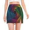 Colorful EDM Geometric Print Side Slit Mini Skirt