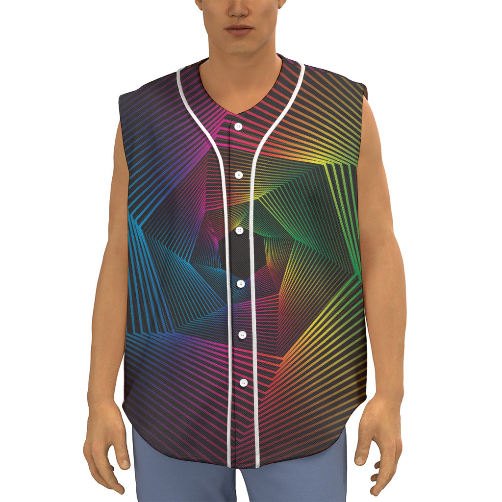 Colorful EDM Geometric Print Sleeveless Baseball Jersey