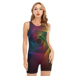 Colorful EDM Geometric Print Sleeveless One Piece Swimsuit