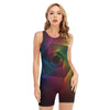 Colorful EDM Geometric Print Sleeveless One Piece Swimsuit