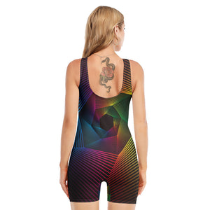 Colorful EDM Geometric Print Sleeveless One Piece Swimsuit