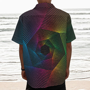 Colorful EDM Geometric Print Textured Short Sleeve Shirt