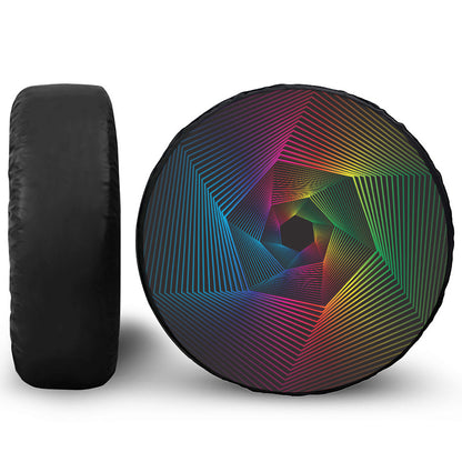 Colorful EDM Geometric Print Tire Cover