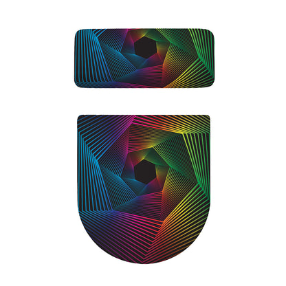 Colorful EDM Geometric Print Toilet Lid And Tank Cover Set