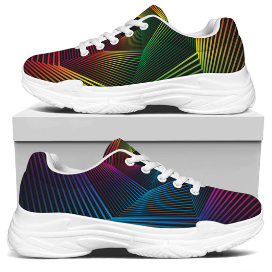 Colorful EDM Geometric Print White Chunky Shoes