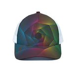 Colorful EDM Geometric Print White Mesh Trucker Cap