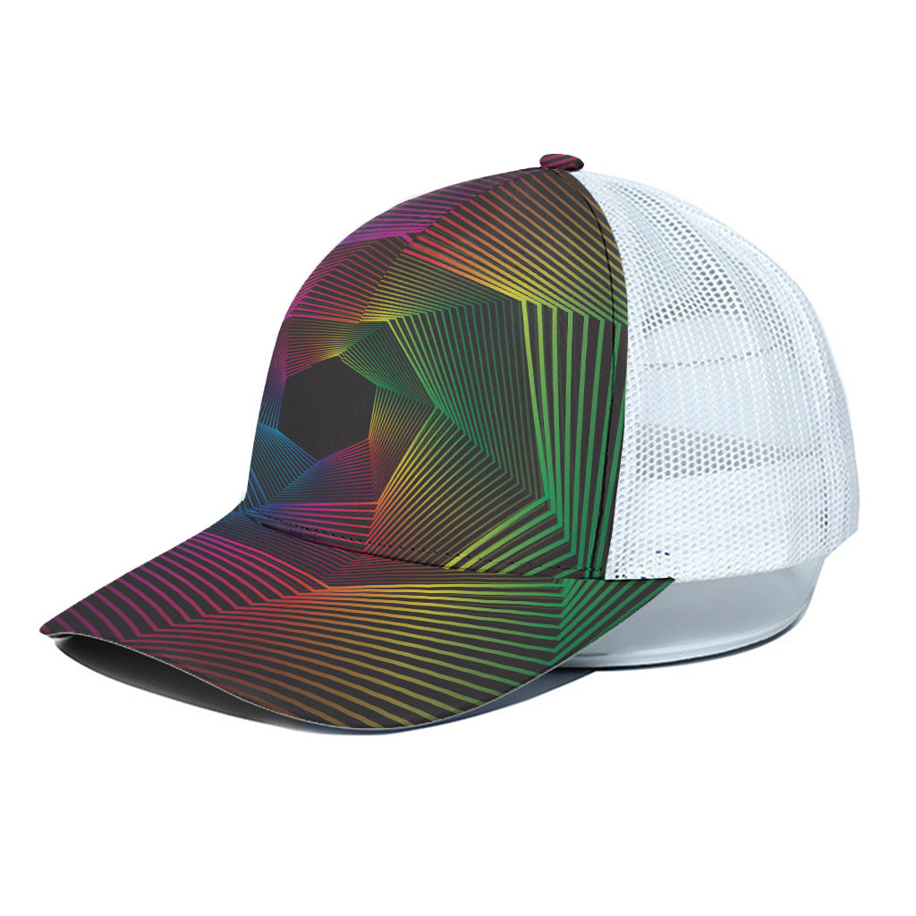 Colorful EDM Geometric Print White Mesh Trucker Cap