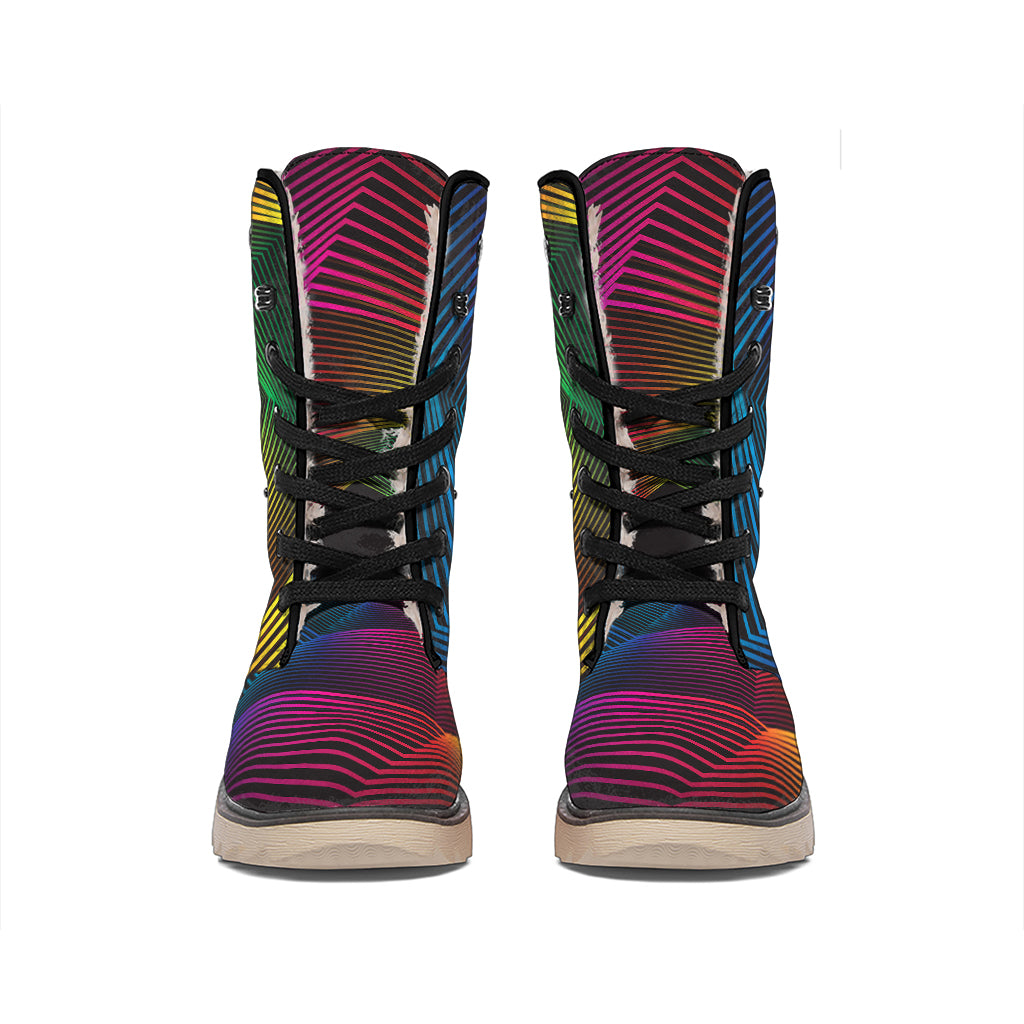 Colorful EDM Geometric Print Winter Boots