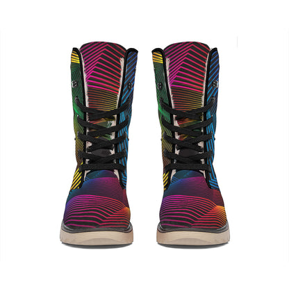 Colorful EDM Geometric Print Winter Boots