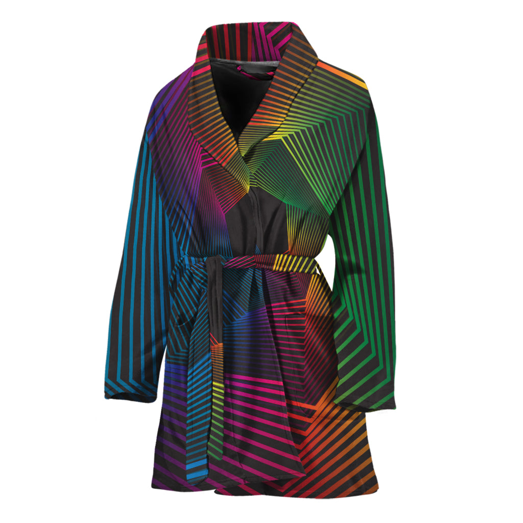 Colorful EDM Geometric Print Women's Bathrobe